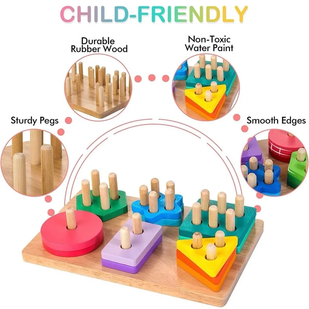 Colorful Wooden Shape Sorting Toy